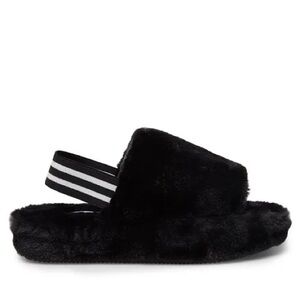 EUC Steve Madden Women's 10 Fuzz Slippers black and white platform shoes furry
